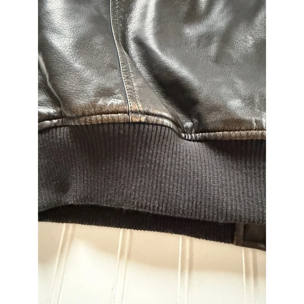Levi's Faux Leather Aviator Bomber Jacket Sherpa Lined Brown‎ Men's L